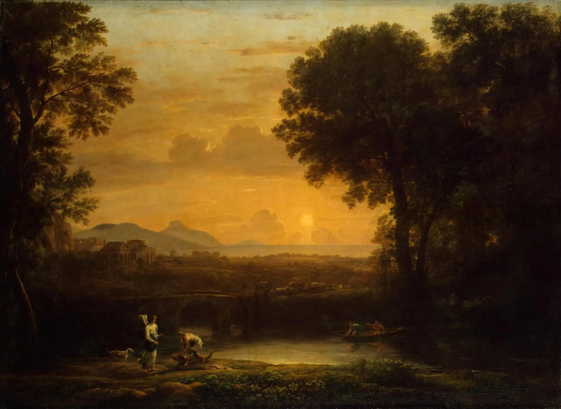 Maisema Tobien ja Enkelin kanssa (Ilta) - Claude Lorrain