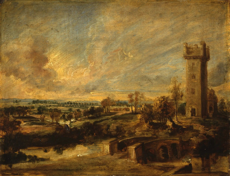 Maisemakuva tornin kanssa - Peter Paul Rubens