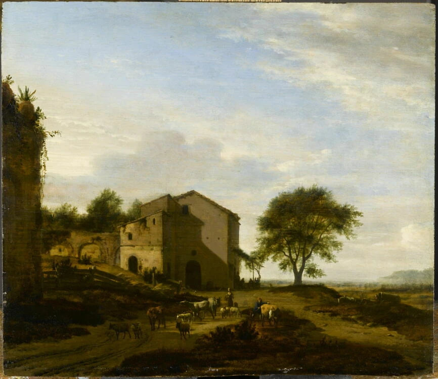 Paysage avec troupeau devant une fabrique - Adriaen van de Velde