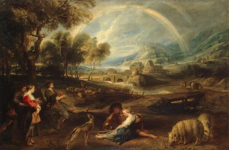 Maisemakuva sateenkaaren kanssa - Peter Paul Rubens