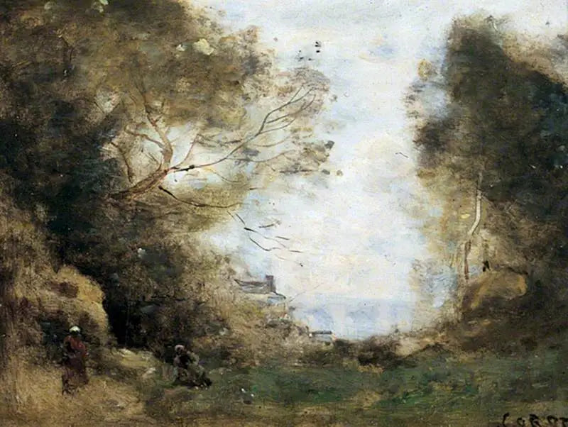 Maisemakuva metsäalueella - Jean-Baptiste Camille Corot