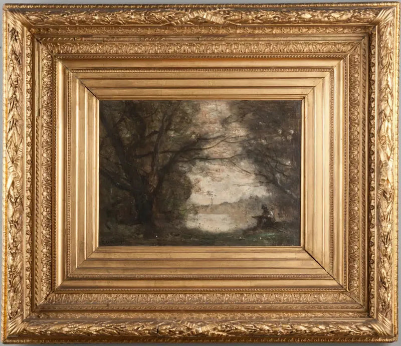 Maisemakuva poikaa piirtämässä - Jean-Baptiste Camille Corot
