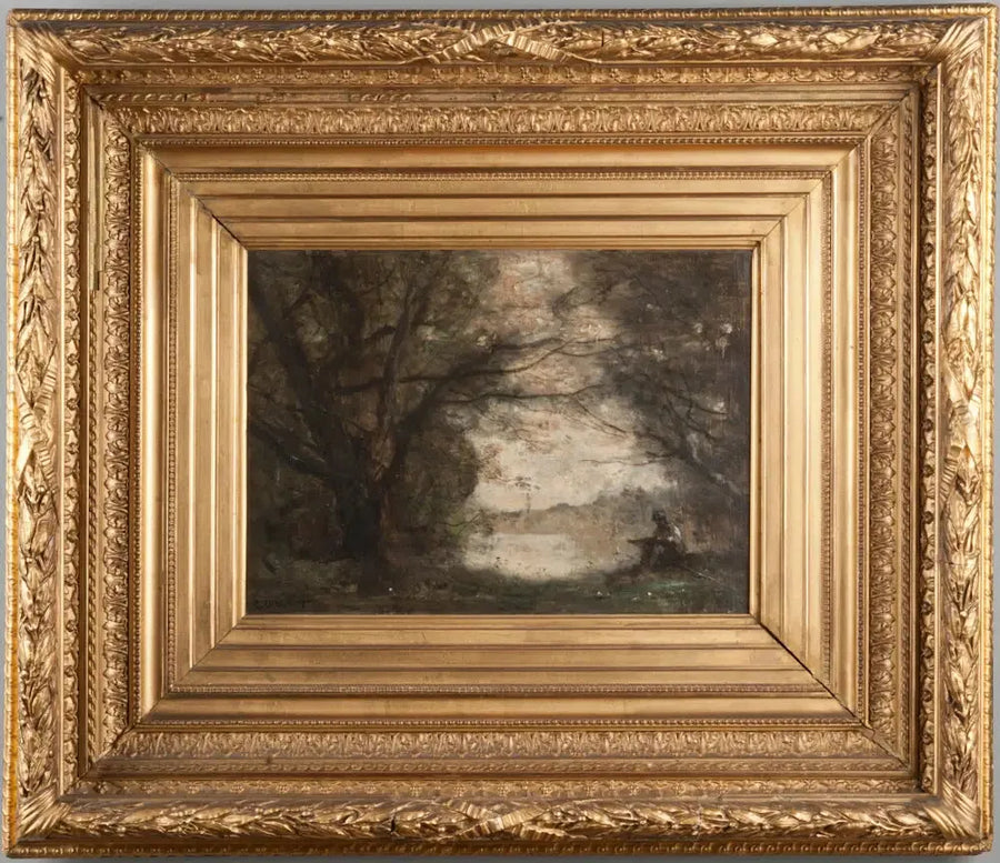 Maisemakuva poikaa piirtämässä - Jean-Baptiste Camille Corot