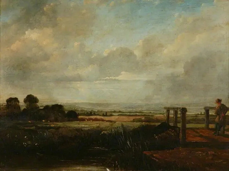 Maisema kalastajan kanssa sillalla - John Constable