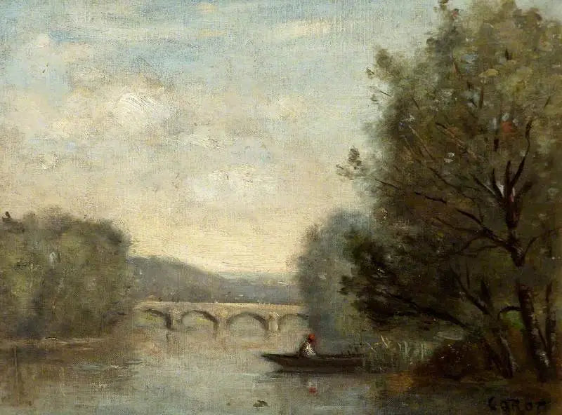 Maisemakuva sillan kanssa - Jean-Baptiste Camille Corot