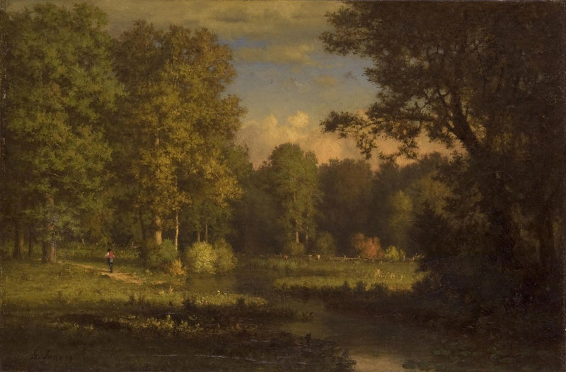 Maisemakuva joen kanssa - George Inness