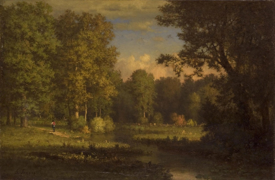 Maisemakuva joen kanssa - George Inness