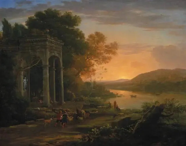 Maisemakuva Bacchuksen temppelillä - Claude Lorrain