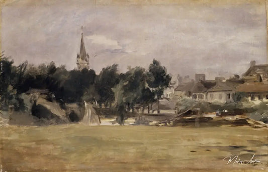 Paysage avec une église de village - Edouard Manet - Reproductions de tableaux et peintures haut de gamme