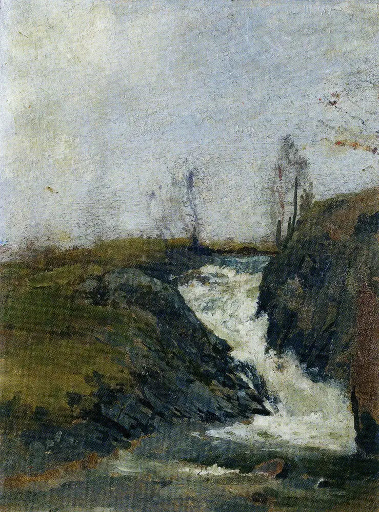 Maisema pienen vesiputouksen kanssa - Edvard Munch