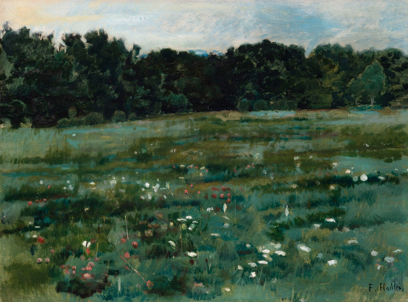 Maisema niityllä ja metsän reunassa - Ferdinand Hodler
