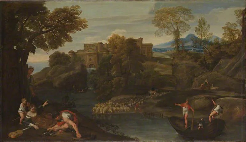 Maisemakuva linnoitetulla kaupungilla - Domenichino
