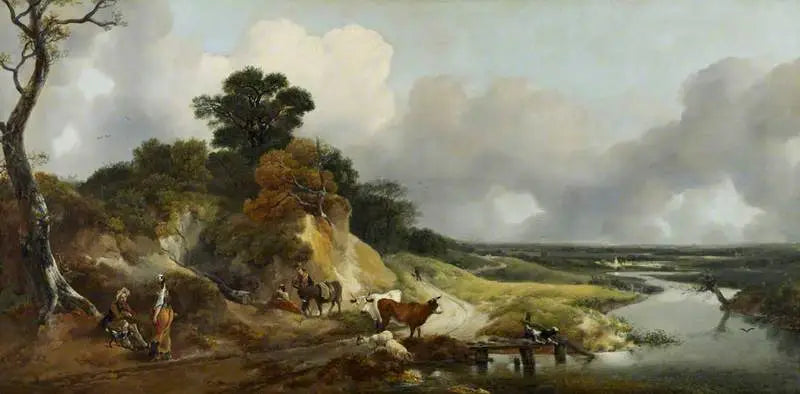 Maisemakuva kaukaisen kylän näkymällä - Thomas Gainsborough