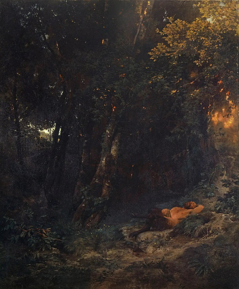 Metsäinen maisema, jossa Pan lepää - Arnold Böcklin