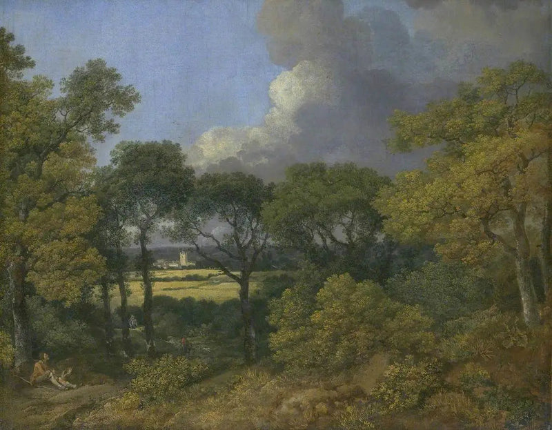 Metsäinen maisema viljelijän lepäillessä - Thomas Gainsborough