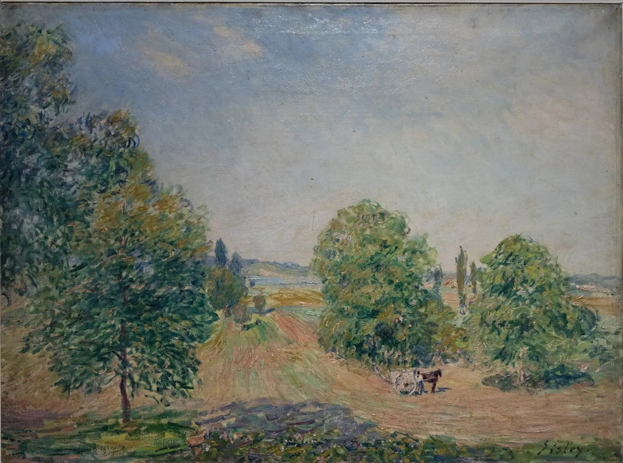 Maisema, pellot, Veneux-Nadon tasanko - Alfred Sisley