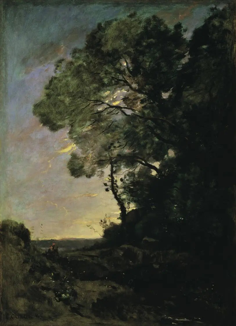 Puumaisema (ilta) - Jean-Baptiste Camille Corot