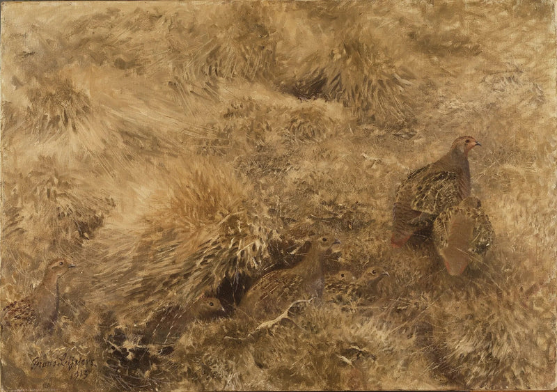 Syysmaisema peltopyiden kanssa - Bruno Liljefors
