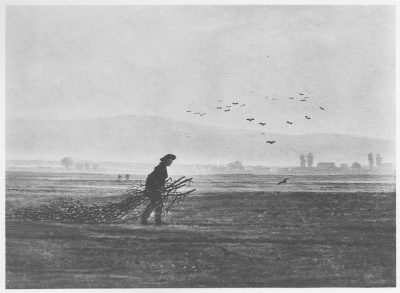 Syksyinen maisema miehen kerätessä puita - Caspar David Friedrich