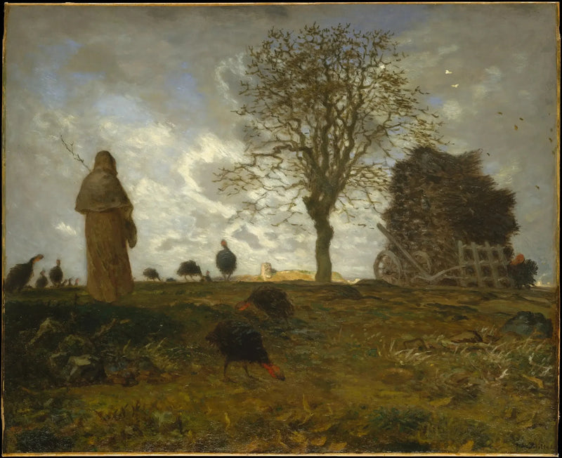 Syksyinen maisema, jossa on parvi kalkkunoita - Jean-François Millet