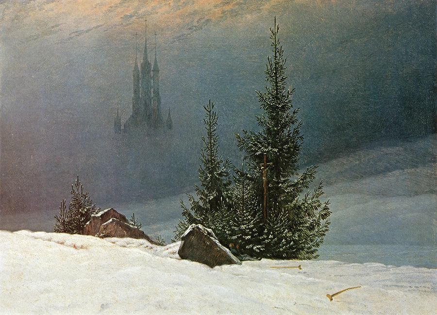 Talvimaisema kirkolla - Caspar David Friedrich