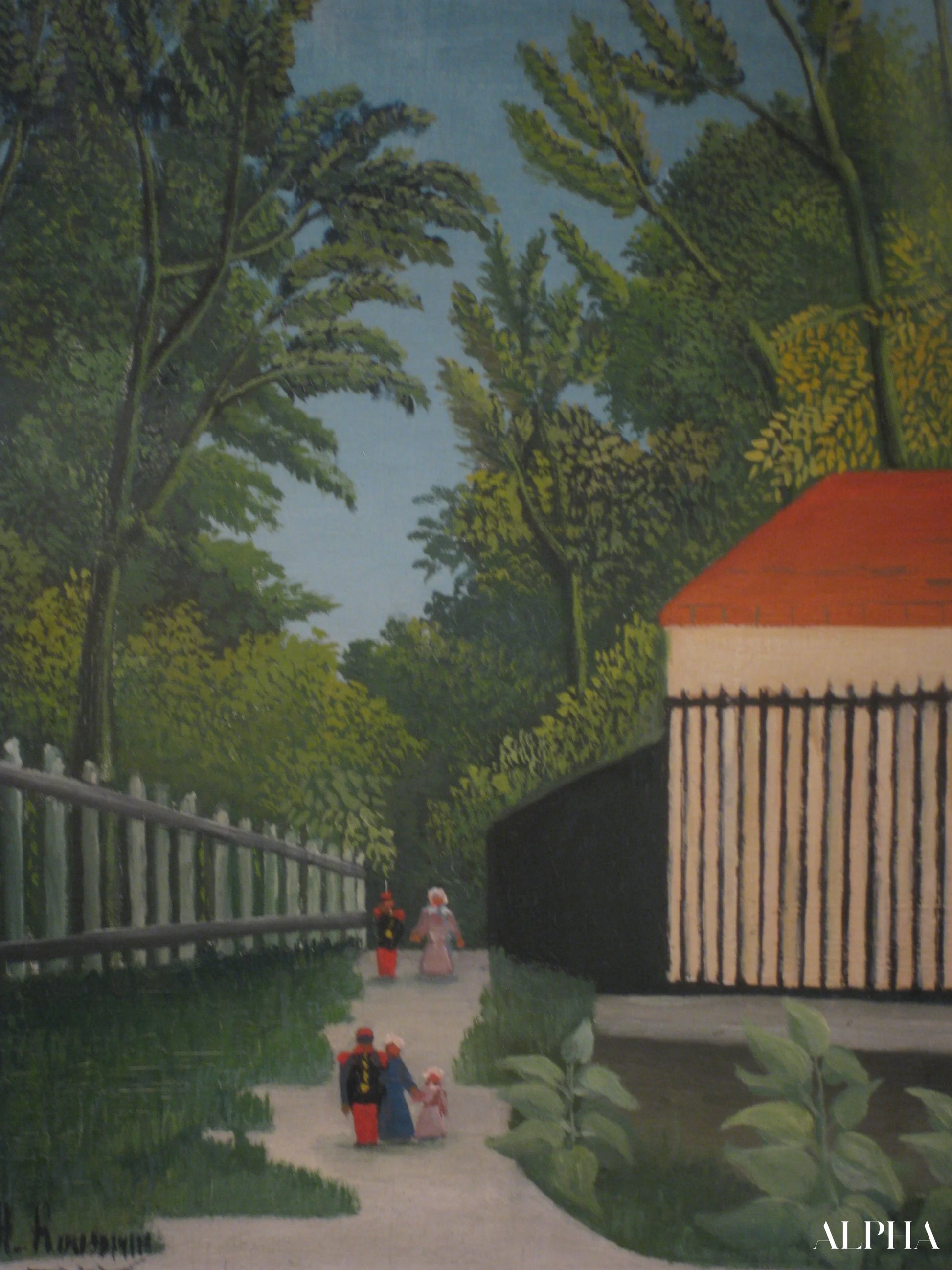 Maisema Montsourisin puistossa viiden hahmon kanssa - Henri Rousseau - Korkealaatuiset taulujen ja maalauksien reproduktiot