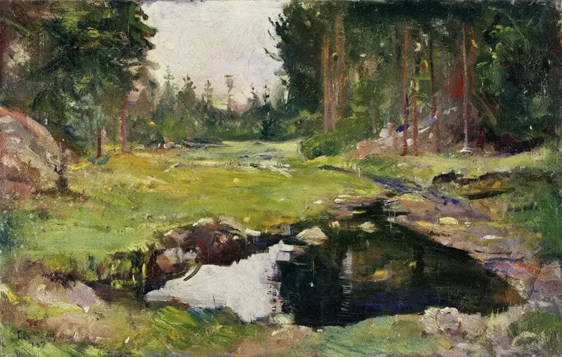 Metsämaisema pienen järven kanssa - Edvard Munch