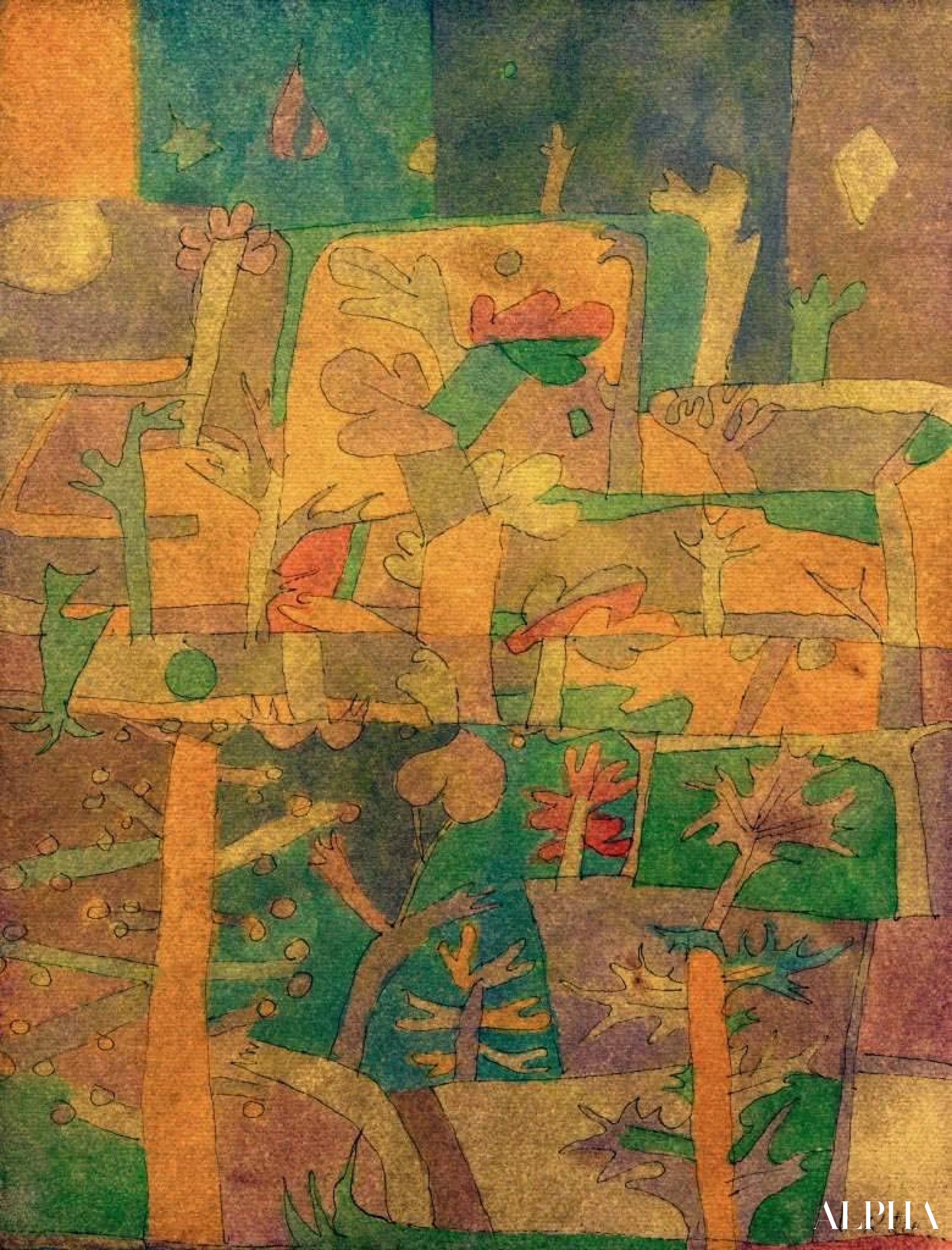 Itämainen puutarhamaisema, 1924 - Paul Klee - Korkealaatuiset taulujen ja maalauksien reproduktiot
