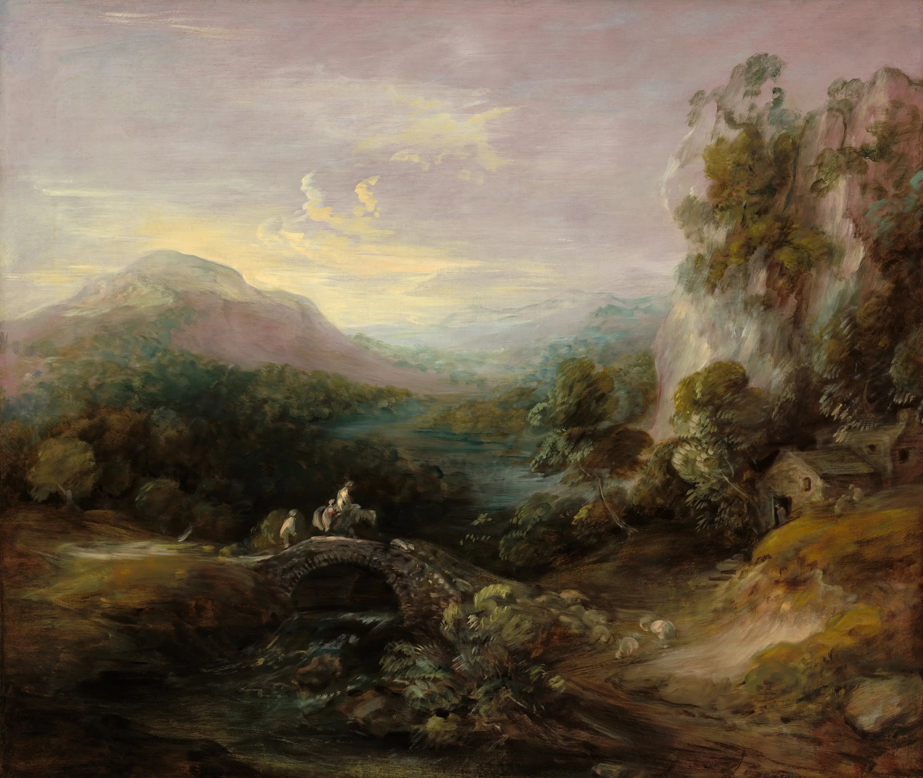 Paysage de montagne avec pont - Thomas Gainsborough image 1 reproduction artisanale de tableau