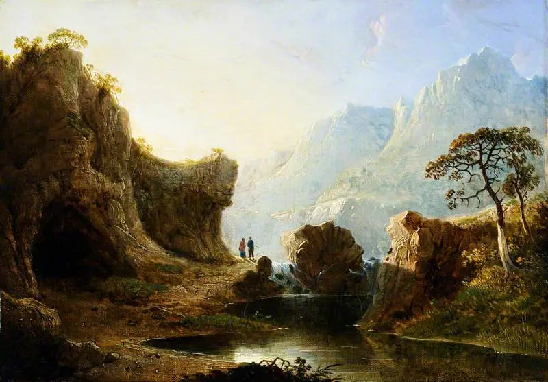 Vuoristomaisema kallioiden kanssa - John Martin