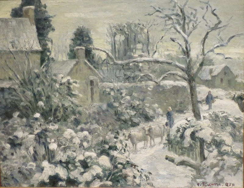 Lumimaisema lehmillä Montfoucaulissa - Camille Pissarro