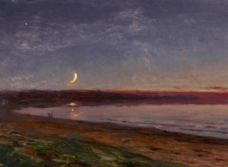 Rantamaisema iltana kahden henkilön kanssa. - Peder Severin Krøyer