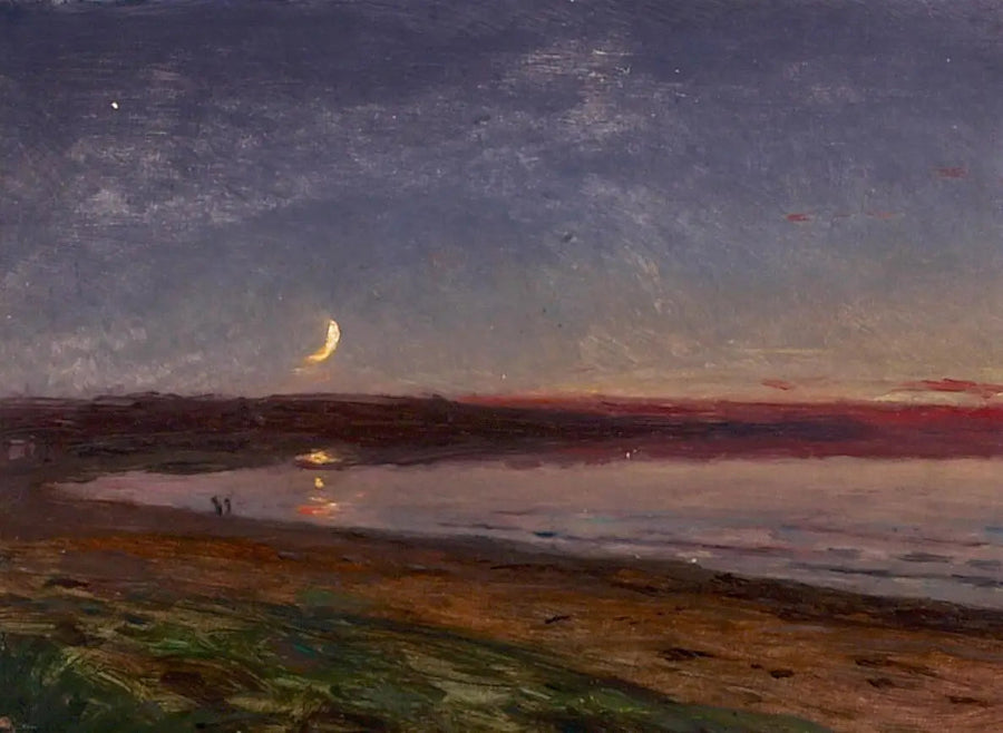 Rantamaisema iltana kahden henkilön kanssa. - Peder Severin Krøyer