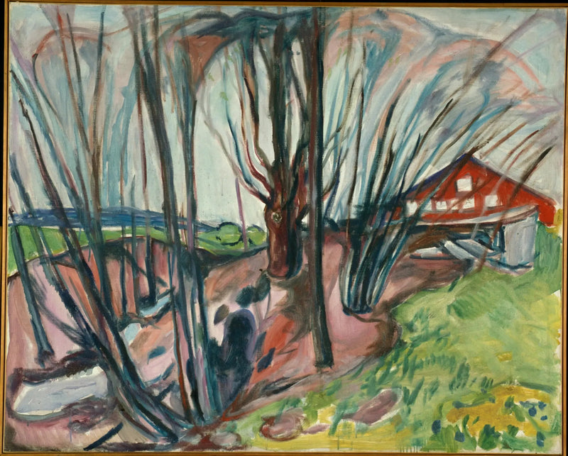 Kevätmaisema punaisessa talossa - Edvard Munch