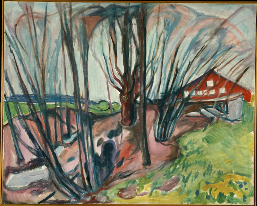 Kevätmaisema punaisessa talossa - Edvard Munch