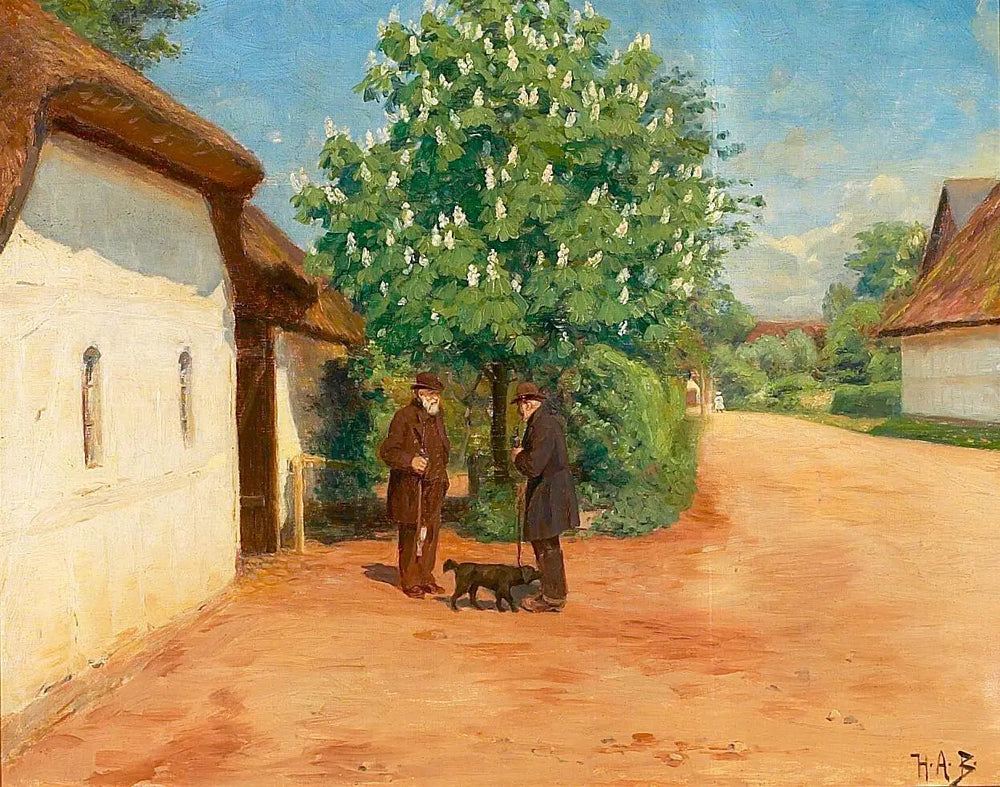 Paysage de printemps avec deux messieurs. - H. A. Brendekilde - Alpha Reproduction