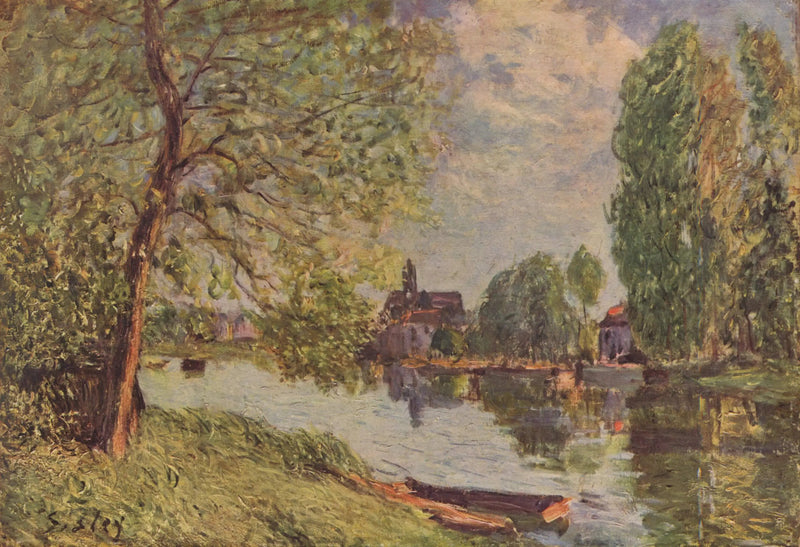 Joki maisema Moret-sur-Loing - Alfred Sisley