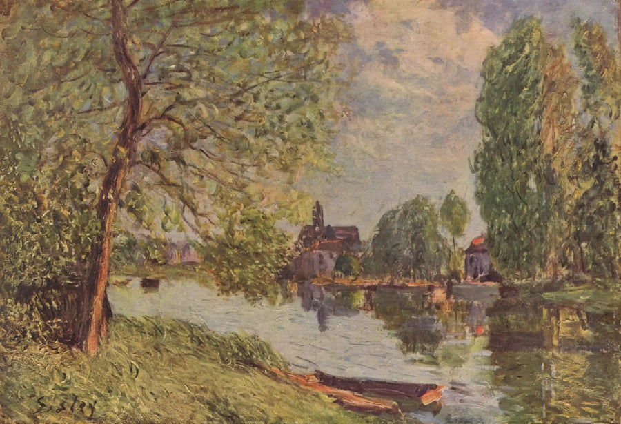 Joki maisema Moret-sur-Loing - Alfred Sisley