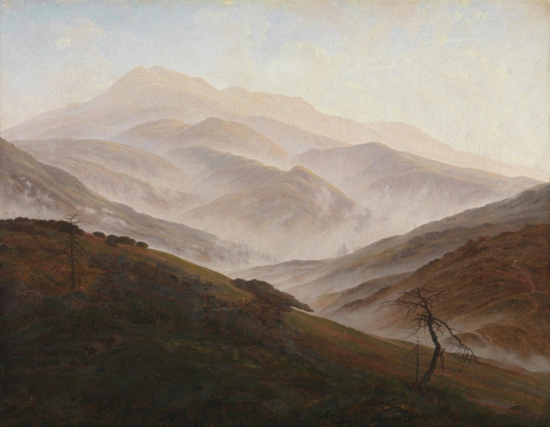 Jättiläisten vuorten maisema nousevassa sumussa - Caspar David Friedrich