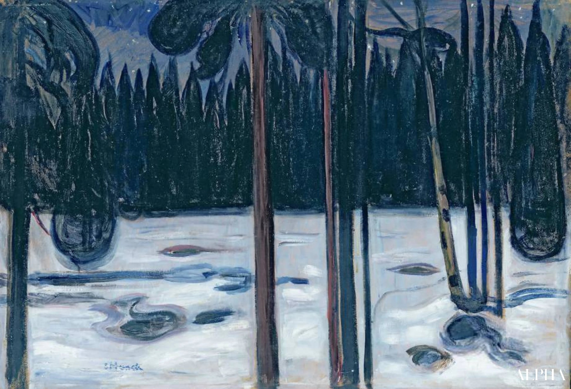 Talvimaisema, 1910 - Edvard Munch - Taulujen ja korkealaatuisten maalauksien reproduktiot