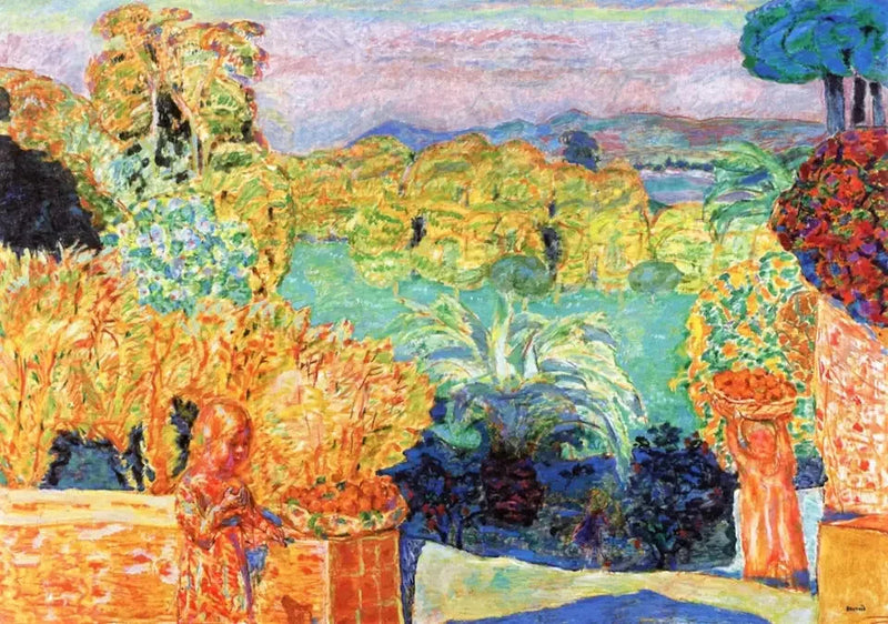 Etelän maisema ja kaksi lasta - Pierre Bonnard