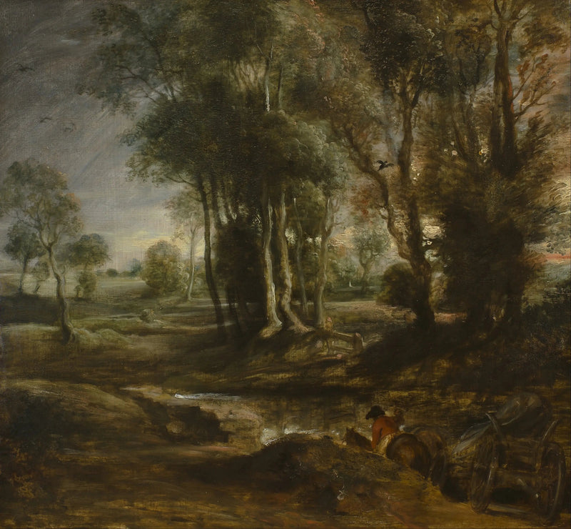 Ilta maisema puukärryn kanssa - Peter Paul Rubens