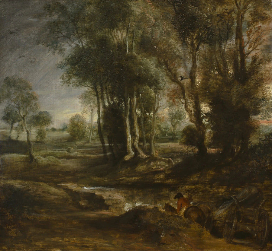 Ilta maisema puukärryn kanssa - Peter Paul Rubens