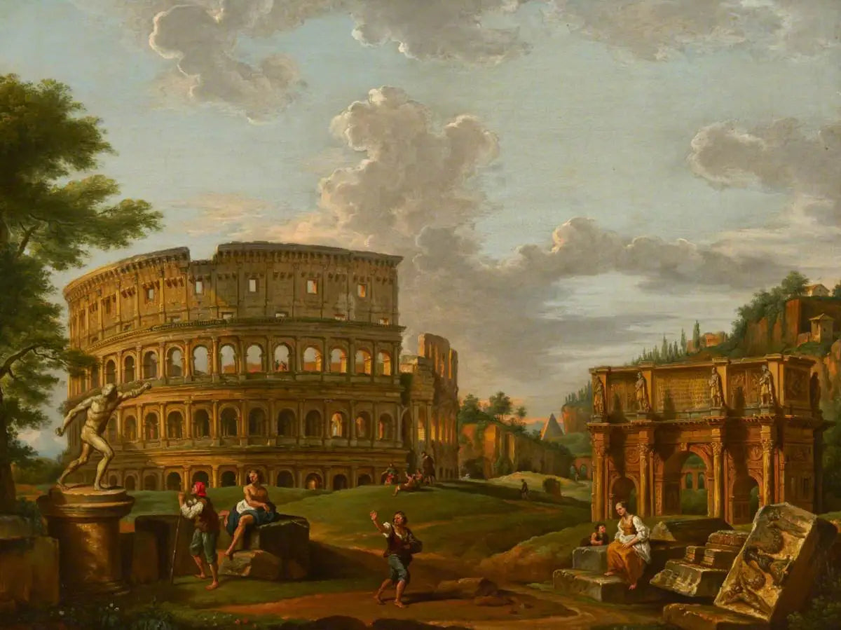 Paysage et ruines classiques romains - Giovanni Paolo Panini image 1 copie peinte à la main à l’huile