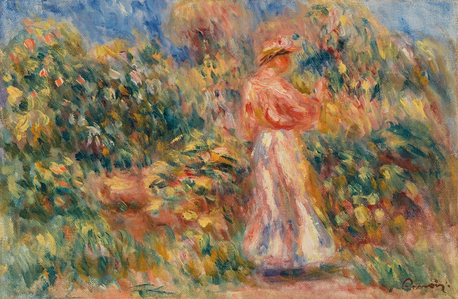 Maisema vaaleanpunaisessa ja valkoisessa naisessa - Pierre-Auguste Renoir