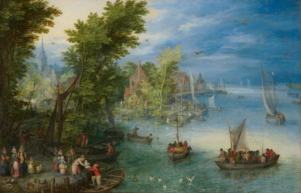 Paysage fluvial - Jan Brueghel l'Ancien image 1 copie de tableau peinte à la main