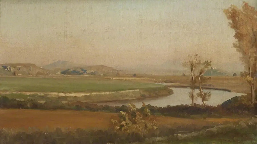 Joki maisema, todennäköisesti Italiassa - Frederic Leighton