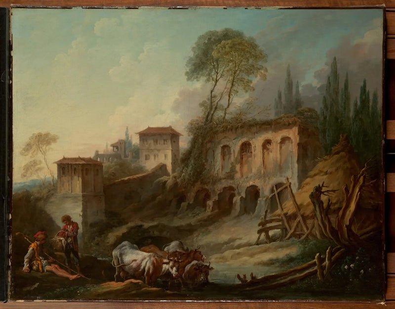 Kuvitteellinen maisema Palatinvuorelta Campo Vaccinolta - François Boucher
