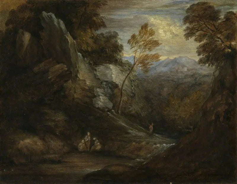 Kuviteltu maisema (uudelleen työstetty 1800-luvun englantilaisen oppilaan toimesta) - Thomas Gainsborough