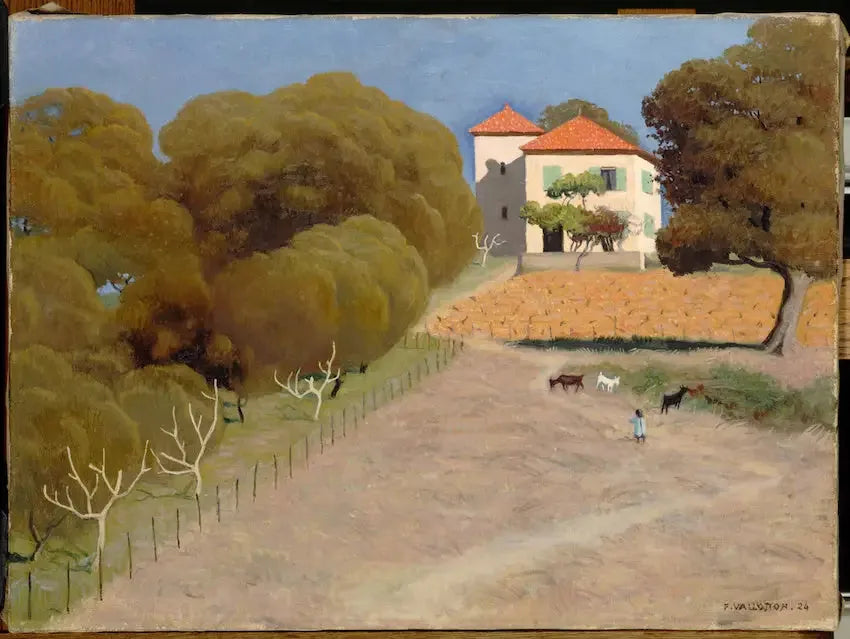 Maisema, punainen kattoinen talo - Félix Vallotton
